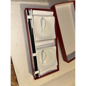 Crate & Barrel - Sushi Set White Porcelain Chop Sticks